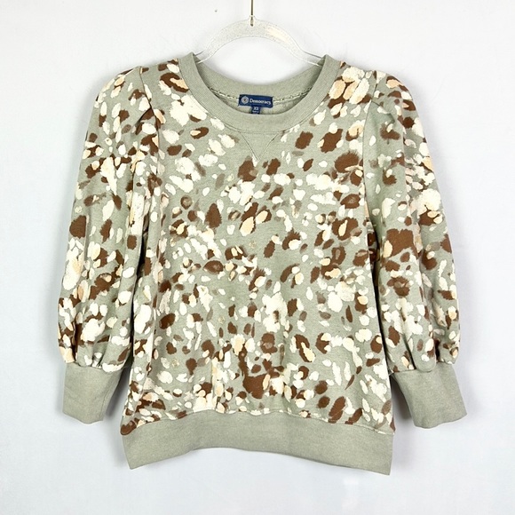 DEMOCRACY | ✨Gray Splatter Splotchy Print Pleated Shoulders Crewneck Sweatshirt - Picture 5 of 10